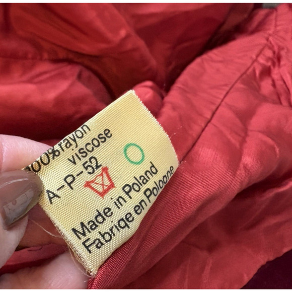 Vtg Oleg Cassini Designer Womens Red Velvet Jacket Holiday Black Tie Lined XS/S* - Picture 9 of 11